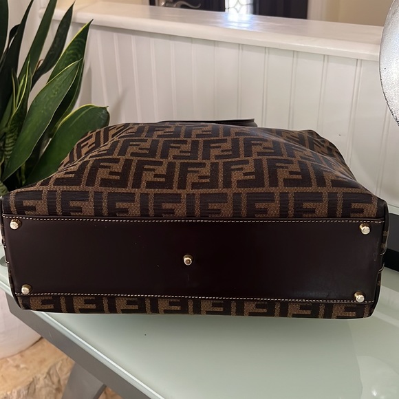 Fendi Canvas Zucca Shoulder Brown Canvas Tote Bag - Picture 5 of 13